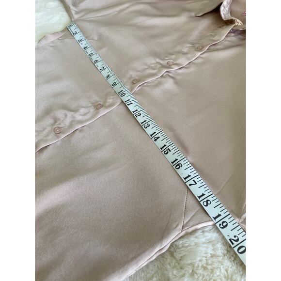 NWT Umgee USA Women’s Pink Champagne Long Sleeve Button‎ Up Tunic Blouse Sz M - Picture 5 of 8